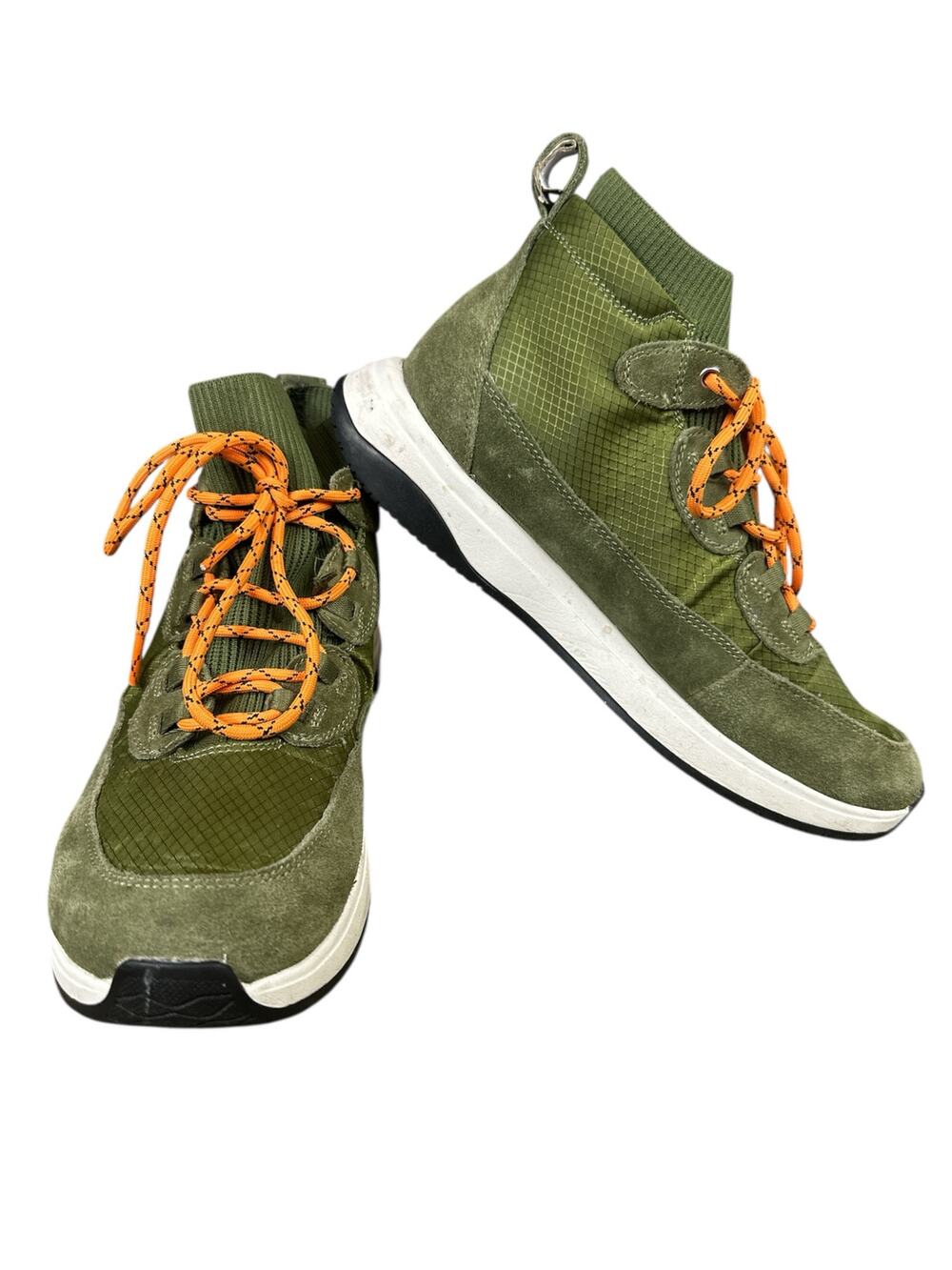 Nurture Response High Top Pull On Green Orange Hiking Sock Ankle Shoes Size 9.5